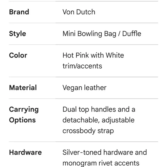 NWT VON DUTCH MINI CLASSIC 51BOWLING BAG - Picture 10 of 11